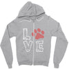 love paw rhinestud Zipper Hoodie