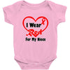 niece i wear a red heart ribbon Baby Onesie