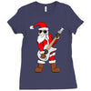 rock star santa claus father christmas Ladies Fitted T-Shirt