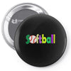 softball neon rhinestud Pin-back button