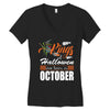 Halloween Kings Are Born In October Women's V-Neck T-Shirt