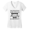 she believed she could but she was really tired so she didn't Women's V-Neck T-Shirt