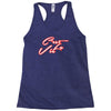 c'est la vie neon slogan Racerback Tank