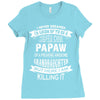 Super Cool Papaw Of A Freaking Awesome Granddaughter Ladies Fitted T-Shirt