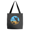 beach surfer silhouette birds sand waves palm Tote Bags
