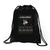 aquarius christmas ugly sweater Drawstring Bags