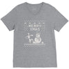 christmas funny dog &amp; snowman V-Neck Tee