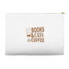 books and cats and coffee Accessory Pouches