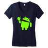 android eats apple Women's V-Neck T-Shirt