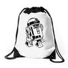 r2 d2 retro star wars sci fi lucas Drawstring Bags