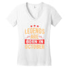 legends are born in october Women's V-Neck T-Shirt