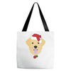 golden retriever dog with red santa's hat Tote Bags