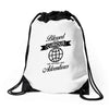 blessed are the curious for they shall have adventures Drawstring Bags