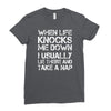 when life knocks me down Ladies Fitted T-Shirt