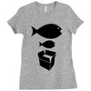 big fish little fish cardboard box   music t shirt Ladies Fitted T-Shirt