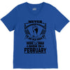 Never Underestimate Old Man Who Was Born February V-Neck Tee