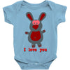 i love you bunny hare rabbit cupid couple kiss fun Baby Onesie