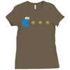 funny 80s pacman cookie monster retro gaming Ladies Fitted T-Shirt