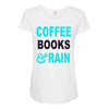coffee books and rain Maternity Scoop Neck T-shirt