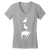 duck duck moose funny Women's V-Neck T-Shirt