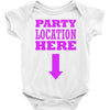 party location here Baby Onesie