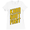 who shot first Ladies Fitted T-Shirt