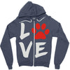 love dog paw Zipper Hoodie