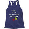 bears beets battlestar galactica Racerback Tank