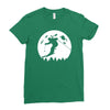 skiier moon moonlight silhouett Ladies Fitted T-Shirt