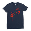 bloody hand print funny zombie kill undead blood horror killer Ladies Fitted T-Shirt