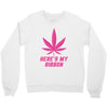Support Breast Cancer Awareness With A Pink Cannabis Leaf Crewneck Sweatshirt