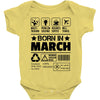 Born In March Baby Onesie