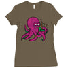purple octopus playing the bagpipes Ladies Fitted T-Shirt