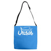 hooked on jesus Adjustable Strap Totes