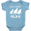 run forest run white color Baby Bodysuit