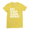 eat sleep game repeat Ladies Fitted T-Shirt