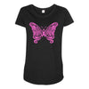 breast cancer butterfly Maternity Scoop Neck T-shirt
