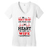 There's This Boy Who Stole My Heart He Calls Me Wife Women's V-Neck T-Shirt