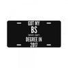 bs degree funny graduation License Plate
