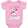 unicorns are born in june Baby Bodysuit