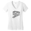 some game involving falling blocks in the style of m.c. escher Women's V-Neck T-Shirt