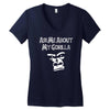 men's ask me about my gorilla Women's V-Neck T-Shirt