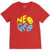 neo geo tribute yellow &amp; blue logo V-Neck Tee