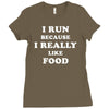 i run because i really like food Ladies Fitted T-Shirt