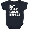 eat sleep game repeat Baby Bodysuit