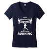 who loves running1 Women's V-Neck T-Shirt