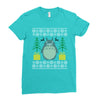 totoro ugly christmas Ladies Fitted T-Shirt