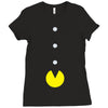 funny 80s pacman 'eating buttons' Ladies Fitted T-Shirt