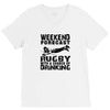 weekend rugby forecast beer pub drink V-Neck Tee