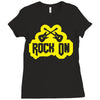 rock on Ladies Fitted T-Shirt